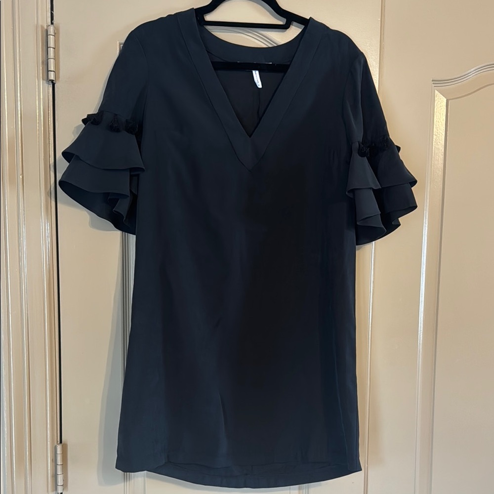 BCBGeneration size S black mini dress with ruffled sleeves